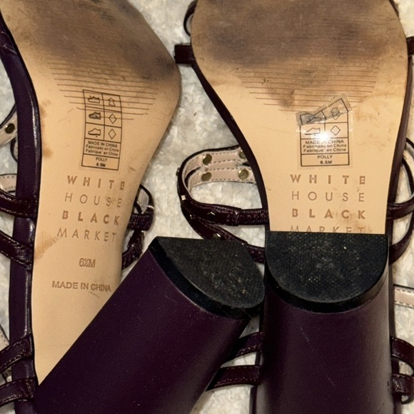 White House Black Market Polly studded Cabernet‎ Strappy sandals block heels 6.5 - Picture 11 of 13